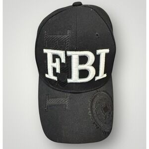 FBI‎ Hat Officer Baseball Cap Adjustable Hat Headwear Black White Unique Crest